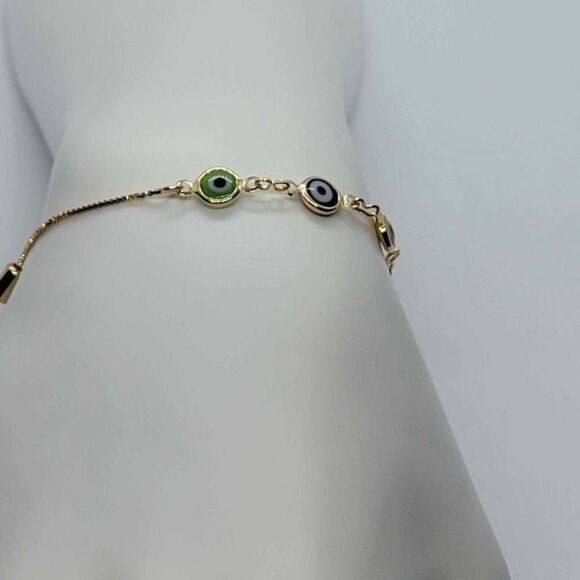 Brazilian 18k Gold filled Adjustable Evil Eye Bracelet - Picture 7 of 7